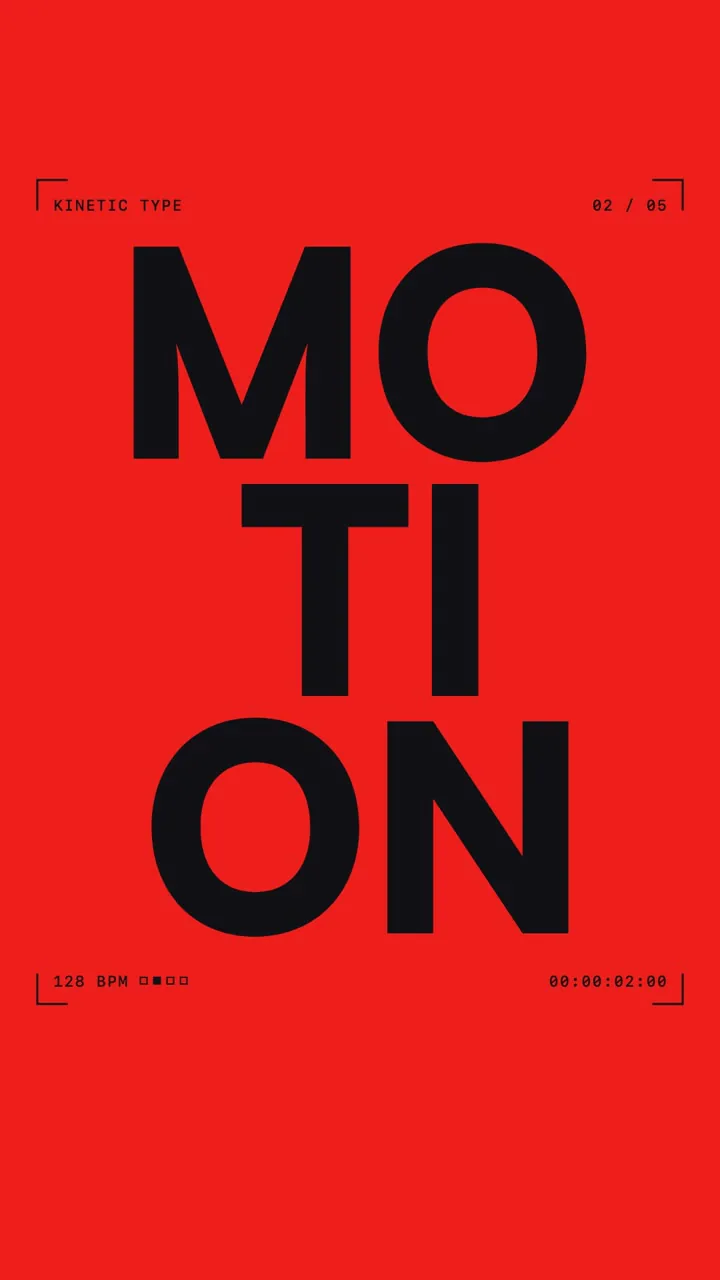 MOTION in huge black letters stacked on a red screen, with corner brackets and a chapter counter